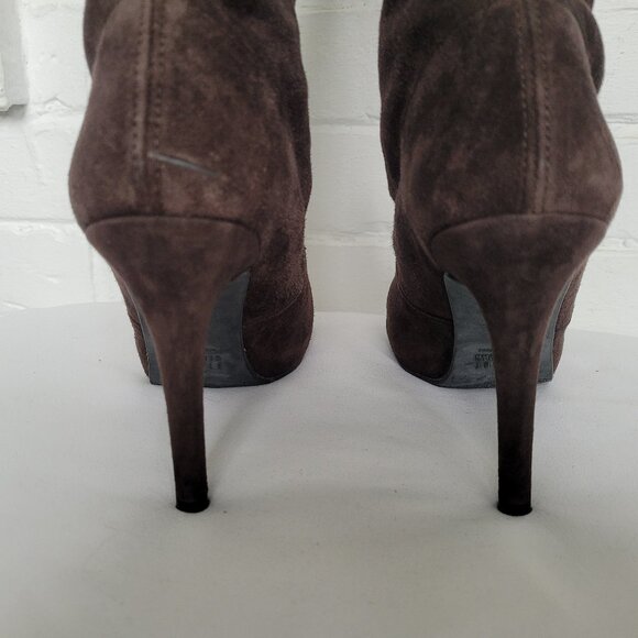 Stuart Weitzman Brown Stretch Suede Heeled Boots Size 7 M - Picture 7 of 15